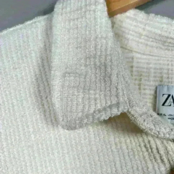 ZARA Cabana Resort Relaxed Button Up Collared Textured Linen Look Top Women XL - Picture 9 of 10